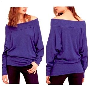 We The Free Purple Boatneck Raglan Dolman Sleeve Top